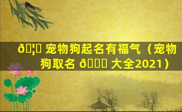 🦅 宠物狗起名有福气（宠物狗取名 🐋 大全2021）